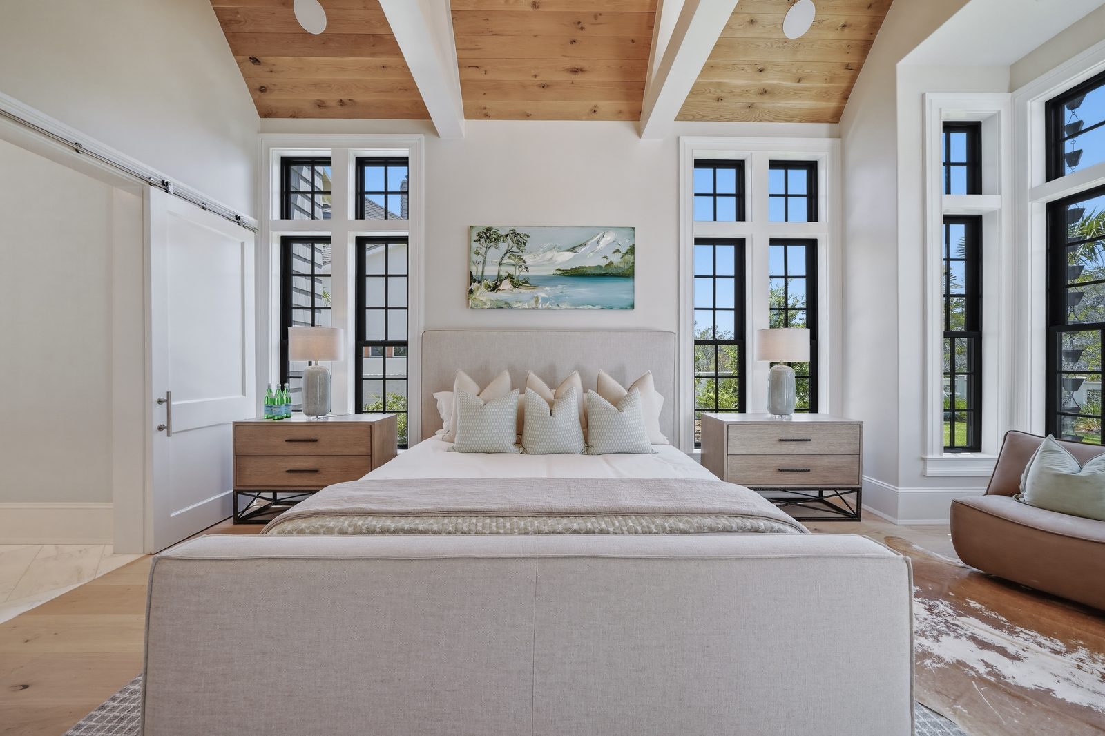 Guest bedroom with sliding barn door