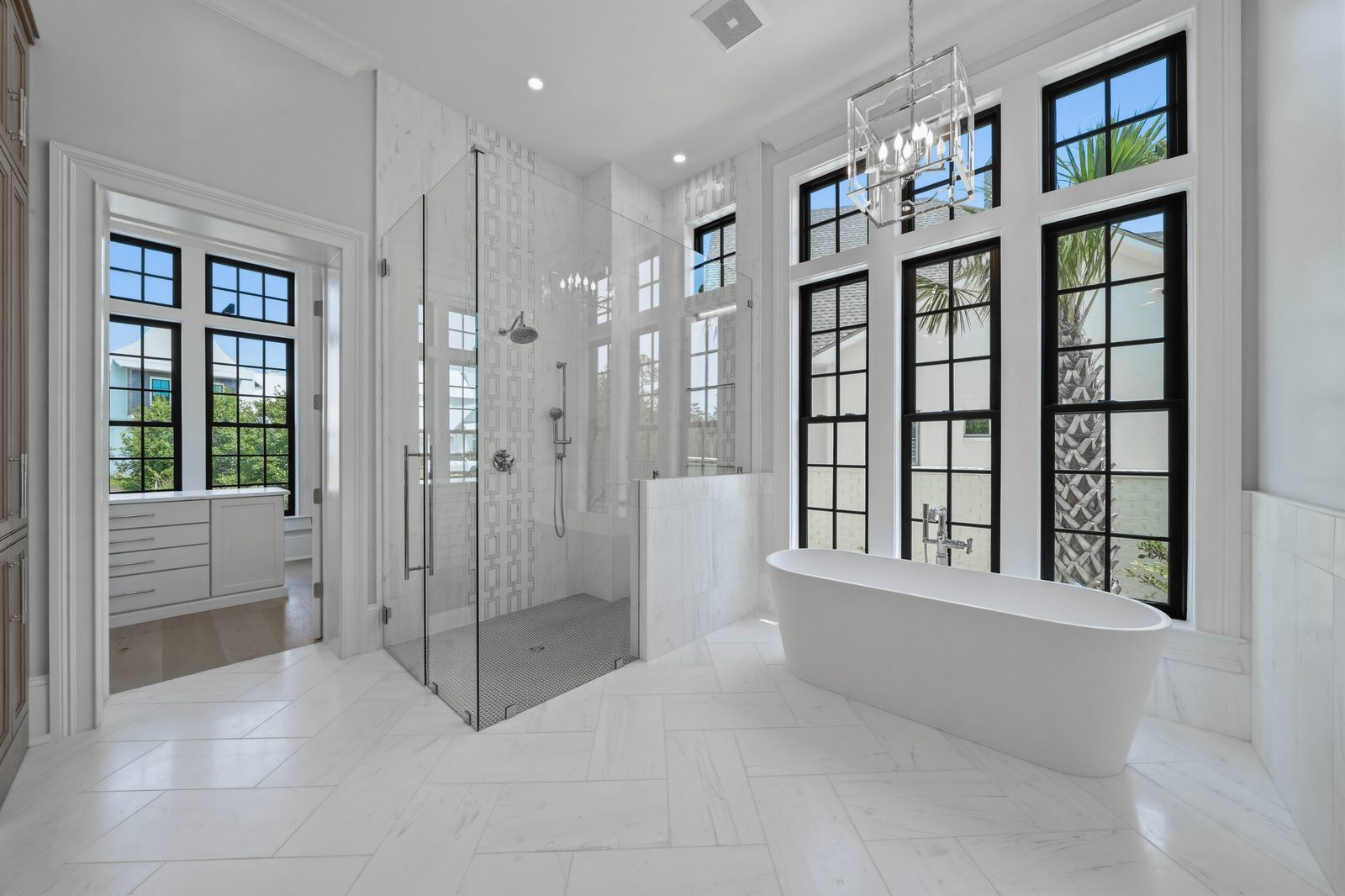 Primary bathroom with freestanding soaking tub